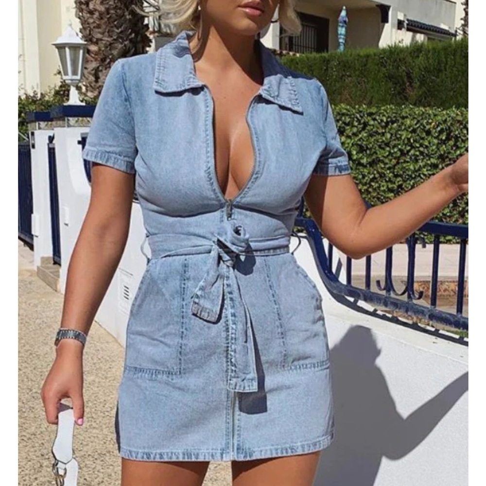 White fox brand new with tags denim dress! Size medium